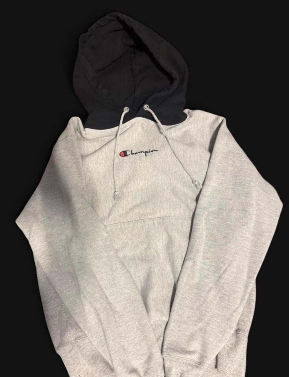 Champion Reverse Weave Hoodie Gray Black Size Small